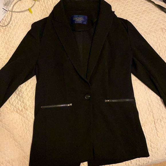 Rachel Roy black blazer with zippers on pockets. - Picture 2 of 2